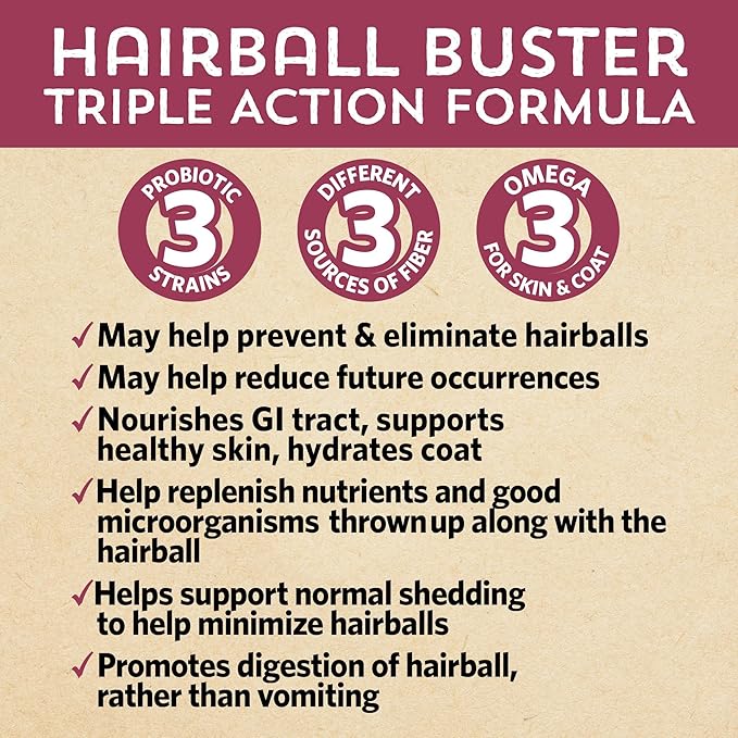 Fidobiotics - Meowbiotics Hairball Buster Powder for Cats with Probiotics 2 Billion CFU Smoked Fish Chowdah Flavor - 30 Serving(s) - Pack of 2