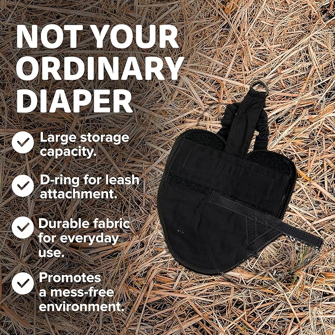 Hen Holster Wrap-Around Bird Diaper & Harness for Hens, Roosters, Ducks, Geese - with Removable Vinyl Liner, Adjustable Fit for Outdoor Adventures & Indoor Use - Easy to wear - Large, Black