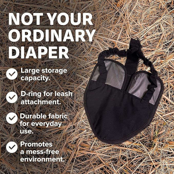 Hen Holster Bird Diaper, Wrap Around - for Hens, Roosters, Ducks, Leak-Proof Design, Comfortable Fleece Strap Bird Harness with Sewn-in Liner, Secure Hook and Loop Closure - XL, Black