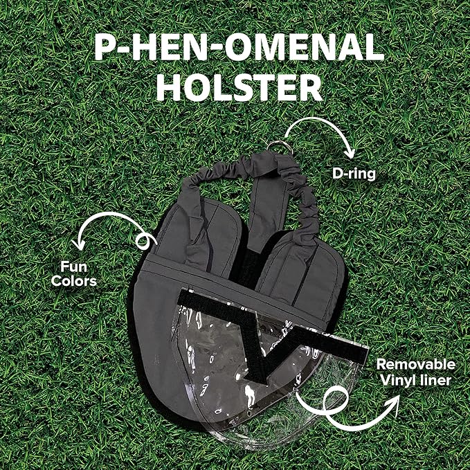 Hen Holster Wrap-Around Bird Diaper & Harness for Hens, Roosters, Ducks, Geese - with Removable Vinyl Liner, Adjustable Fit for Outdoor Adventures & Indoor Use - Easy to wear - Large, Gray