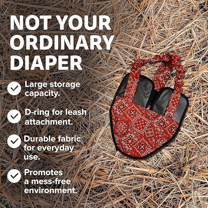 Hen Holster Bird Diaper, Wrap Around - for Hens, Roosters, Ducks, Leak-Proof Design, Comfortable Fleece Strap Bird Harness with Sewn-in Liner, Secure Hook & Loop Closure - Large, Red Bandana
